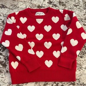 Red/White heart ribbed edge sweater
